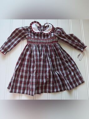 Edgehill Collection Girl 2T Smocked Dress Red Plaid Dress NEW 2030